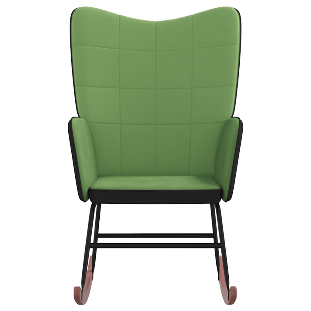 Silla mecedora de terciopelo y PVC verde claro vidaXL