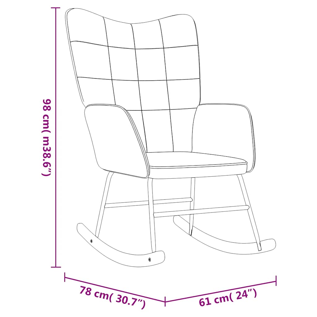 Silla mecedora de terciopelo y PVC verde claro vidaXL