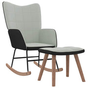 Vetonek Relaxation armchair with light gray velvet and PVC stool