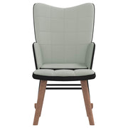 Relaxation armchair with stool light gray velvet and pvc v2571 - Vetonek