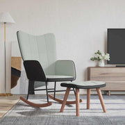 Relaxation armchair with stool light gray velvet and pvc v2571 Vetonek