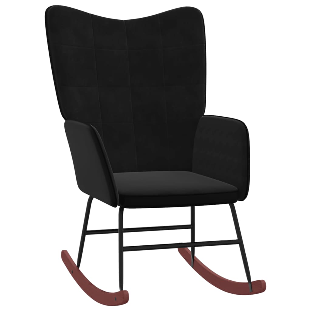 Silla mecedora con reposapiés terciopelo y PVC negro vidaXL