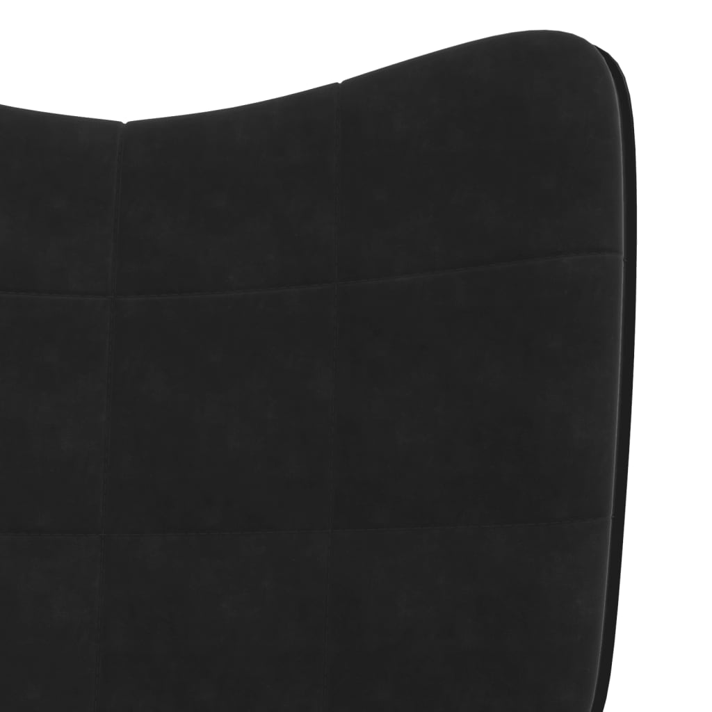 Silla mecedora con reposapiés terciopelo y PVC negro vidaXL