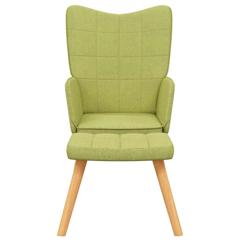 Chaise de relaxation avec tabouret de tissu vert