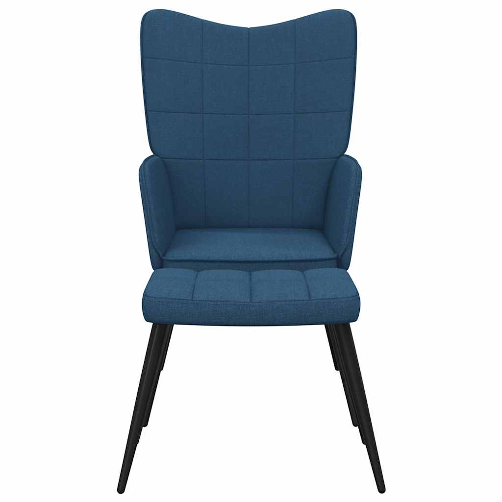 Relax armchair with blue fabric footrest