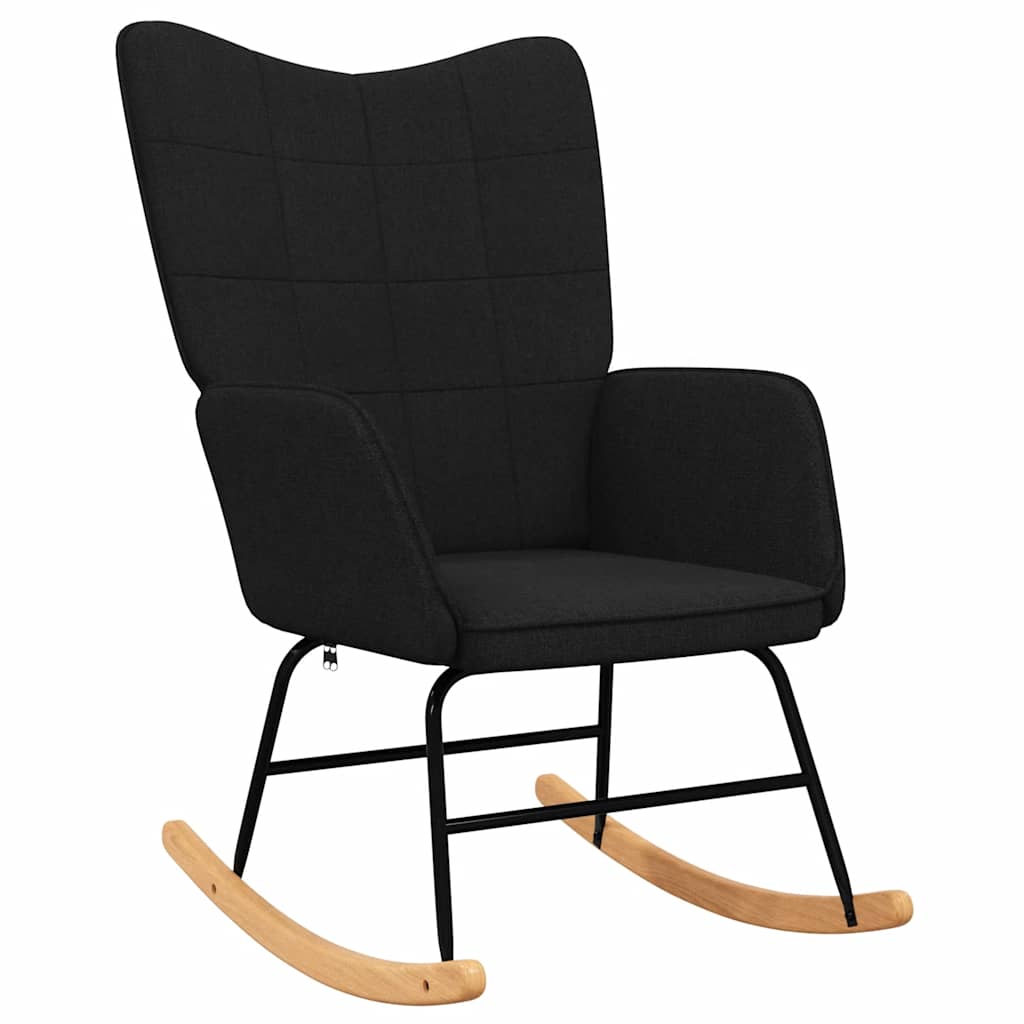 Silla mecedora con reposapiés tela negro vidaXL