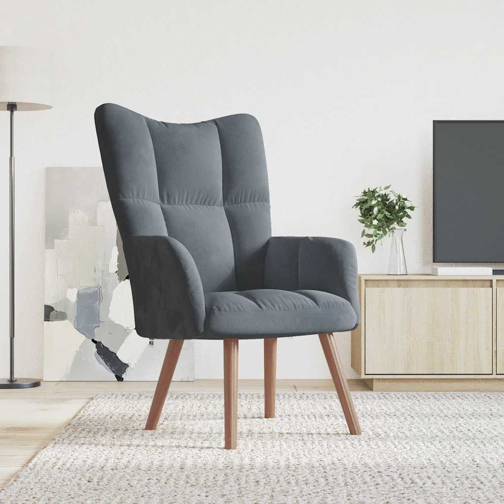 Vetonek Sillón de relax de terciopelo gris oscuro