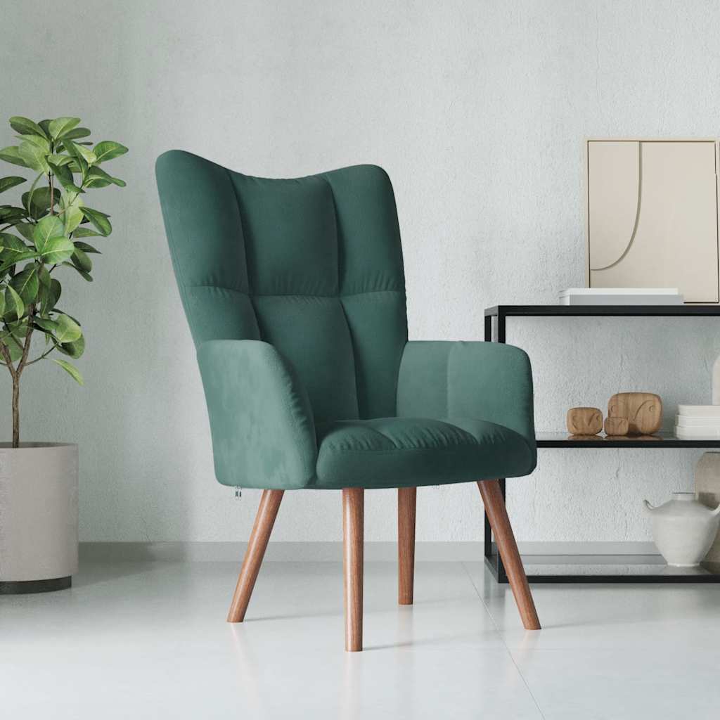 Vetonek Sillón de relax de terciopelo verde oscuro