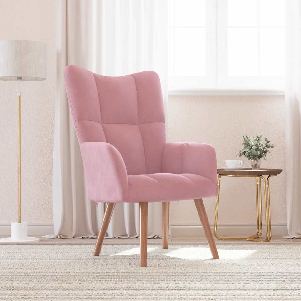 Vetonek Sillón de relax de terciopelo rosa