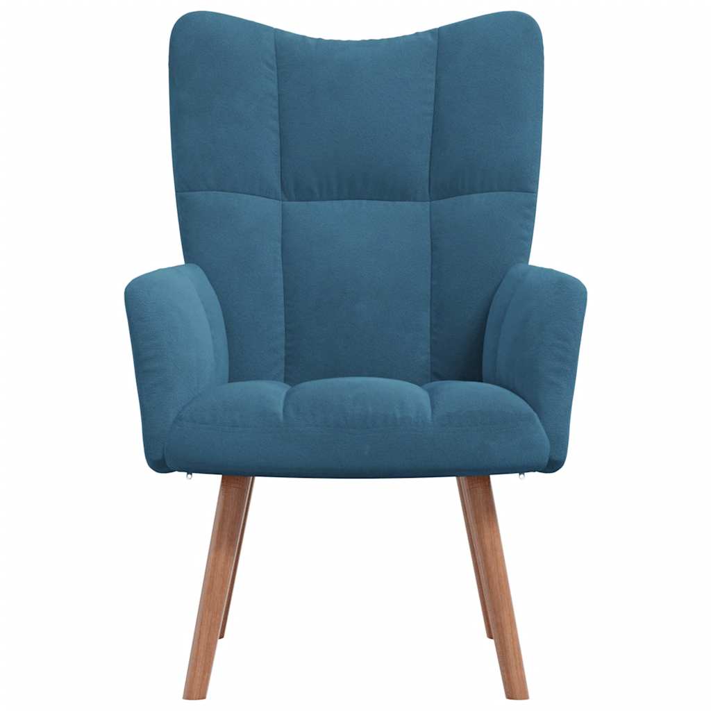 Blue velvet relaxation armchair