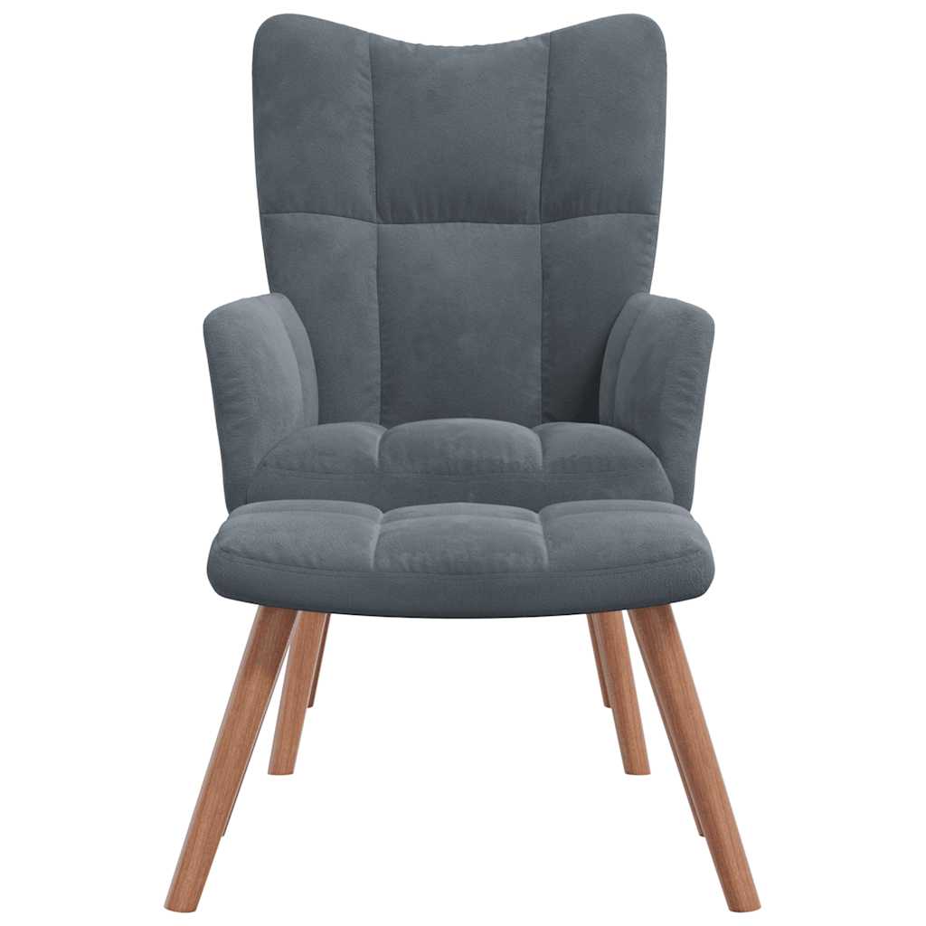 Détendez le fauteuil avec des tabourets en velours gris foncé