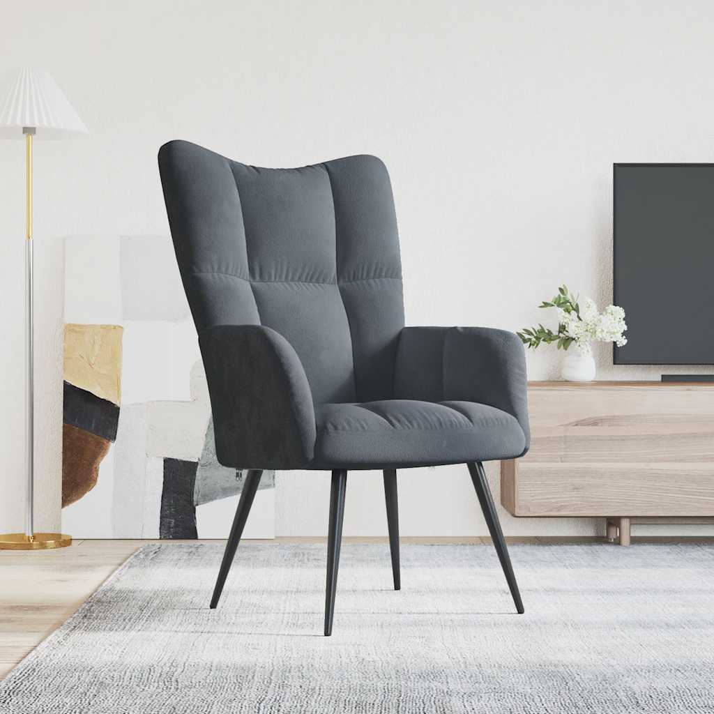 Vetonek Sillón de relax de terciopelo gris oscuro