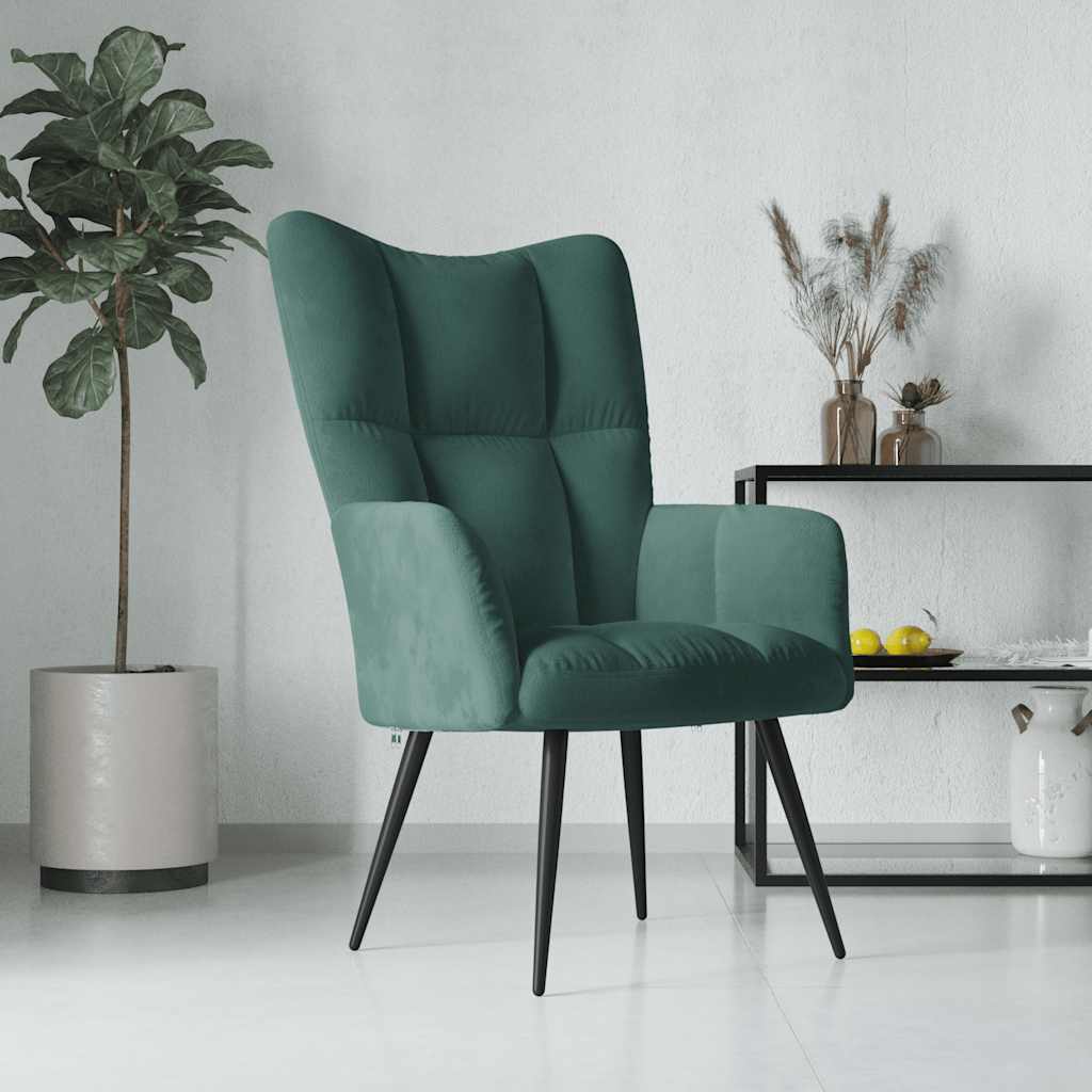 Vetonek Sillón de relax de terciopelo verde oscuro