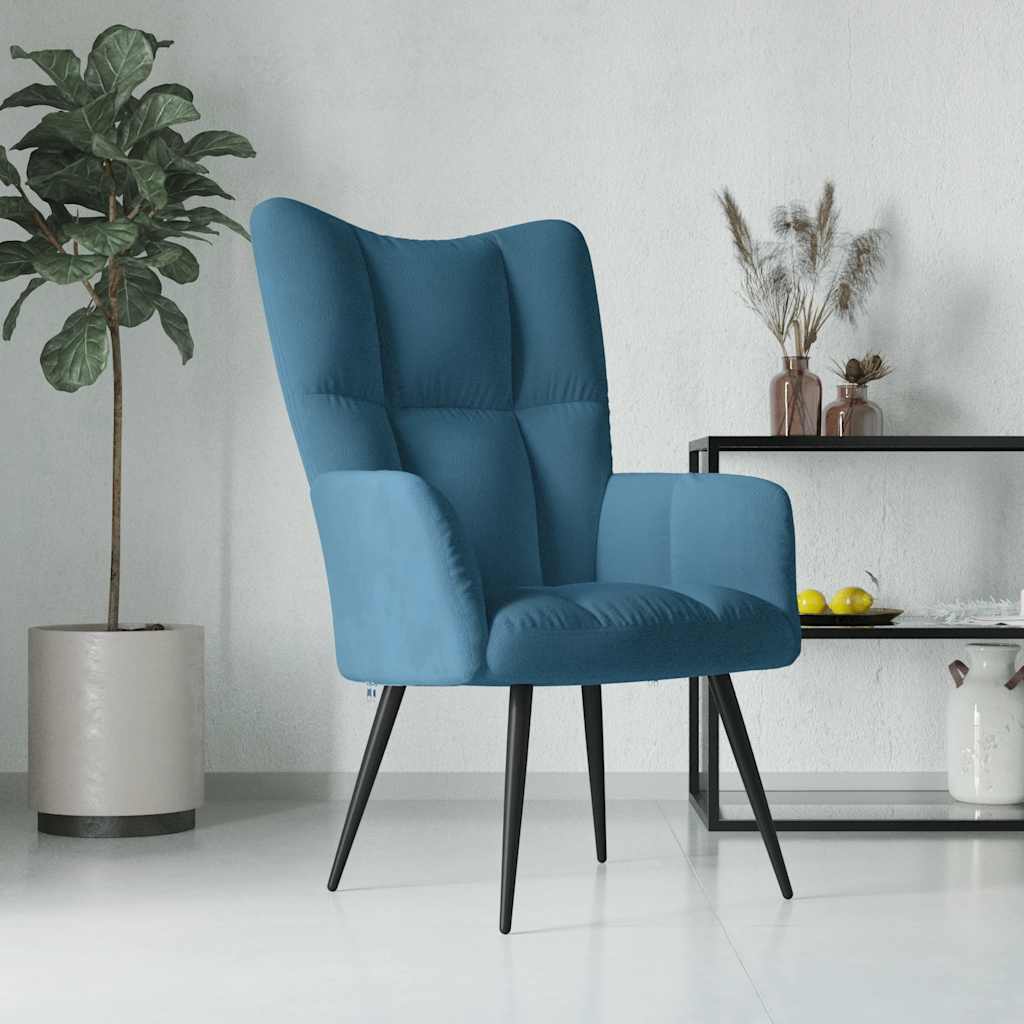 Vetonek Sillón de relax de terciopelo azul