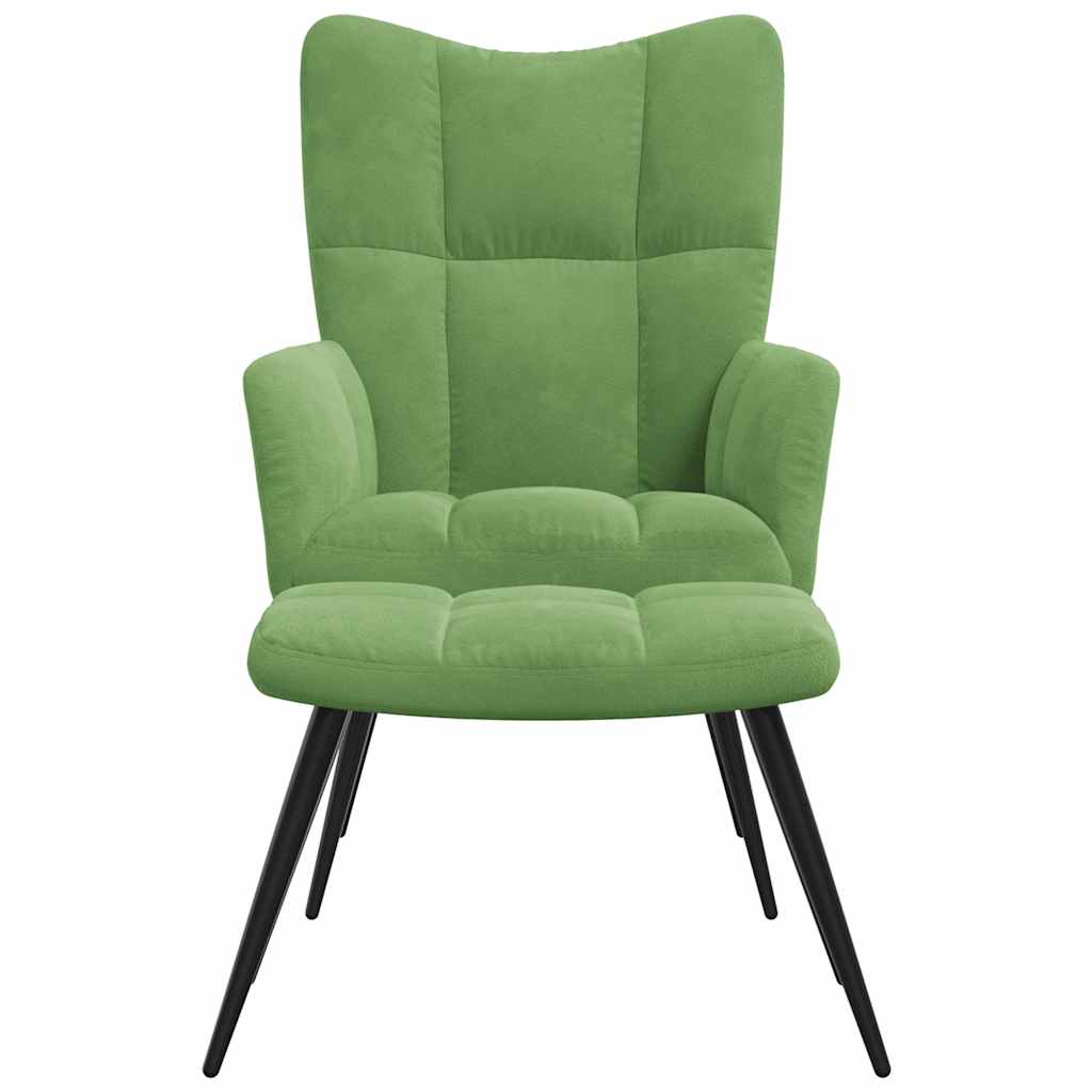 Sillón de relax con taburete terciopelo verde claro vidaXL