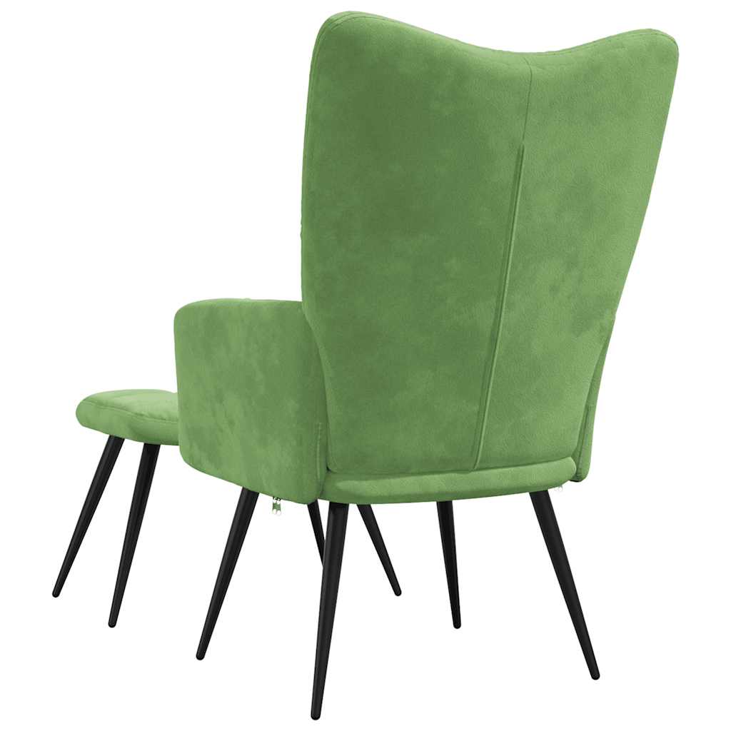 Sillón de relax con taburete terciopelo verde claro vidaXL