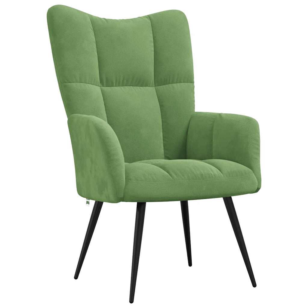 Sillón de relax con taburete terciopelo verde claro vidaXL