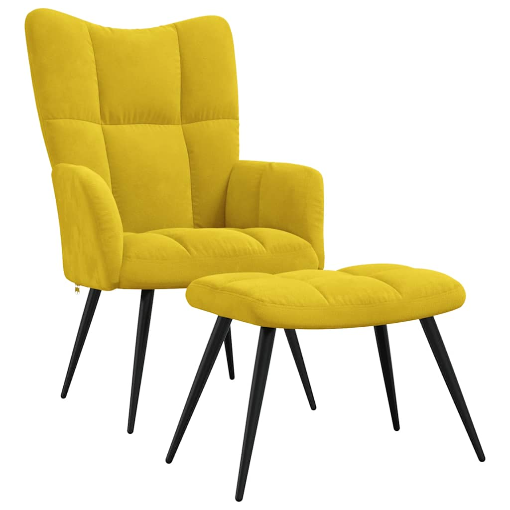 Sillón de relax con taburete terciopelo amarillo mostaza vidaXL