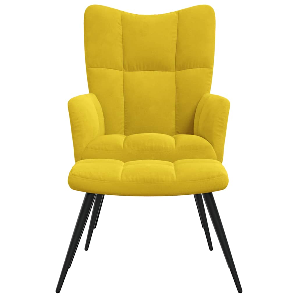 Sillón de relax con taburete terciopelo amarillo mostaza vidaXL