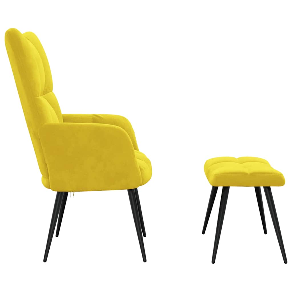 Sillón de relax con taburete terciopelo amarillo mostaza vidaXL