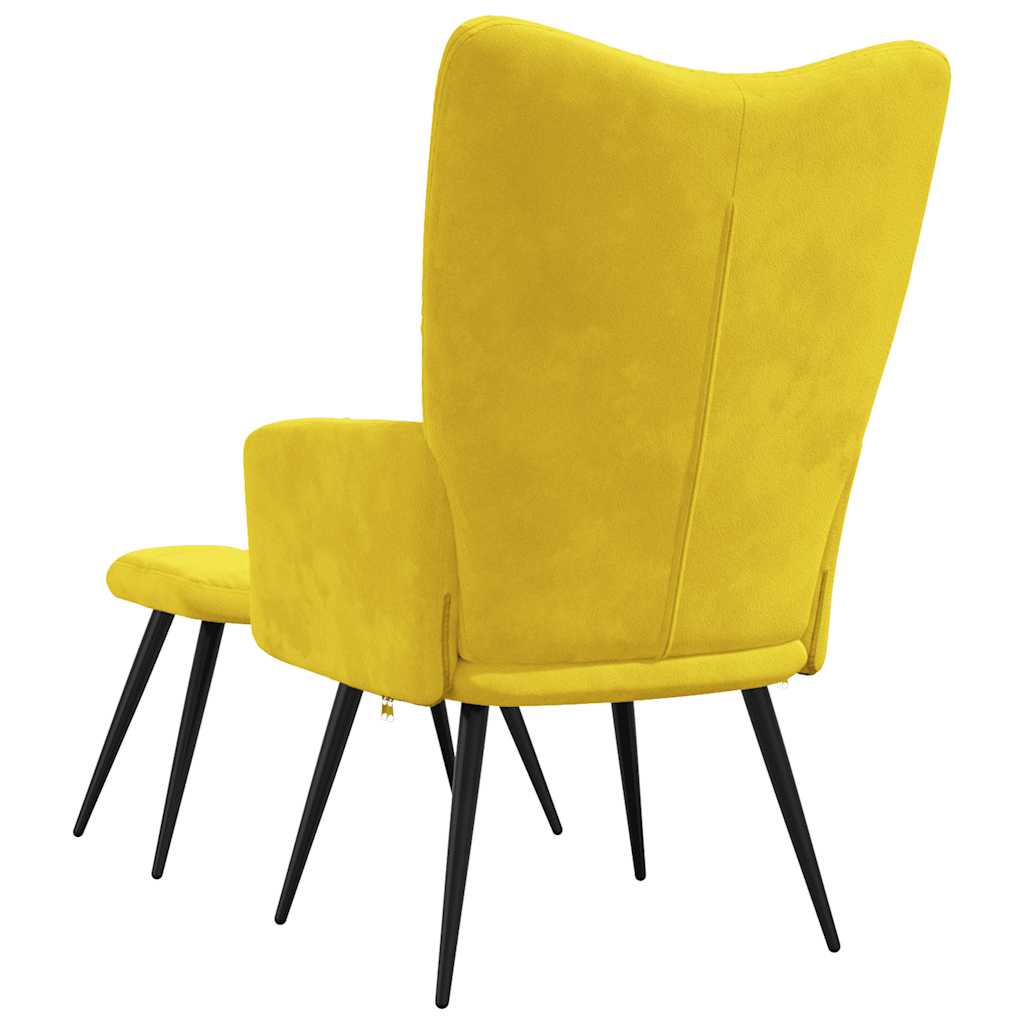 Sillón de relax con taburete terciopelo amarillo mostaza vidaXL