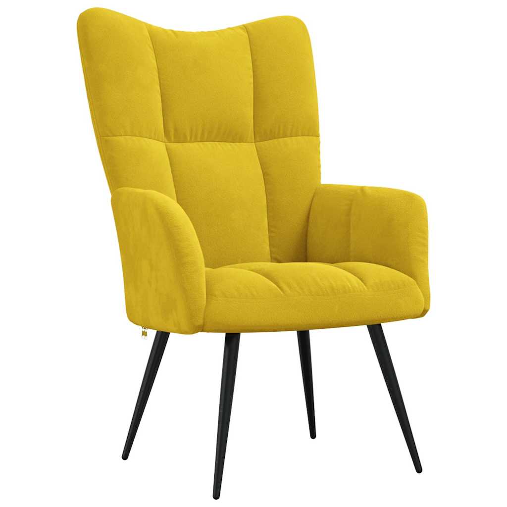 Sillón de relax con taburete terciopelo amarillo mostaza vidaXL