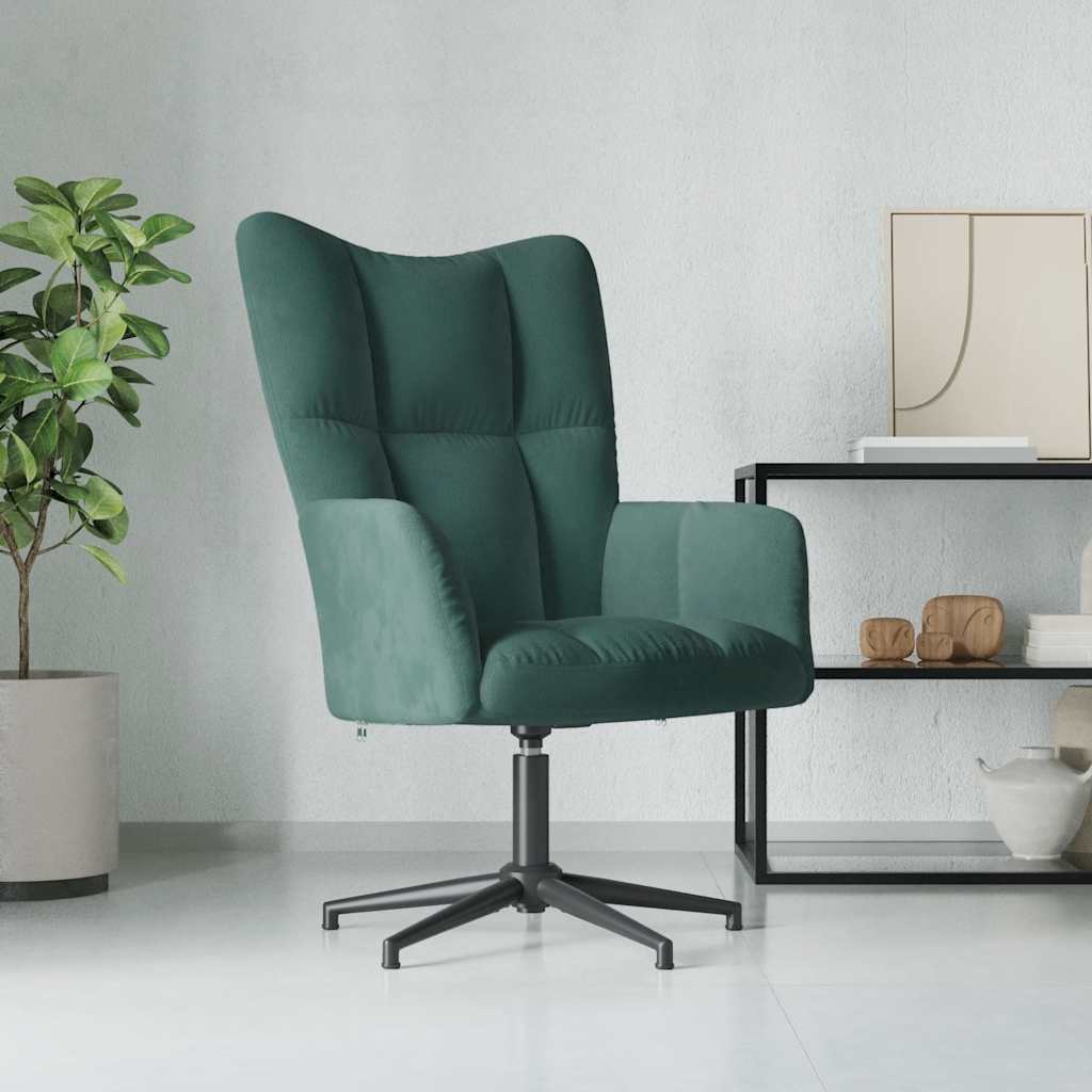 Vetonek Sillón de relax de terciopelo verde oscuro