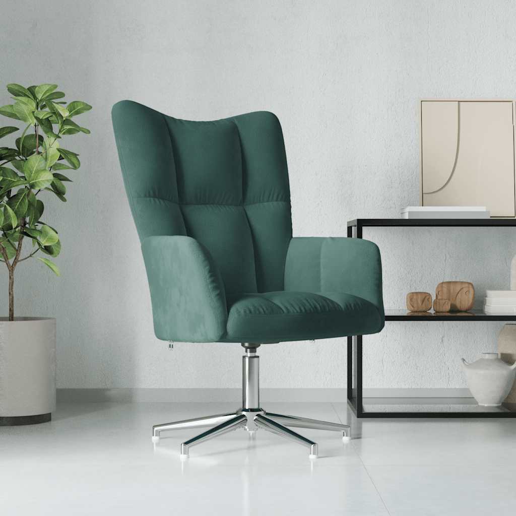 Vetonek Sillón de relax de terciopelo verde oscuro