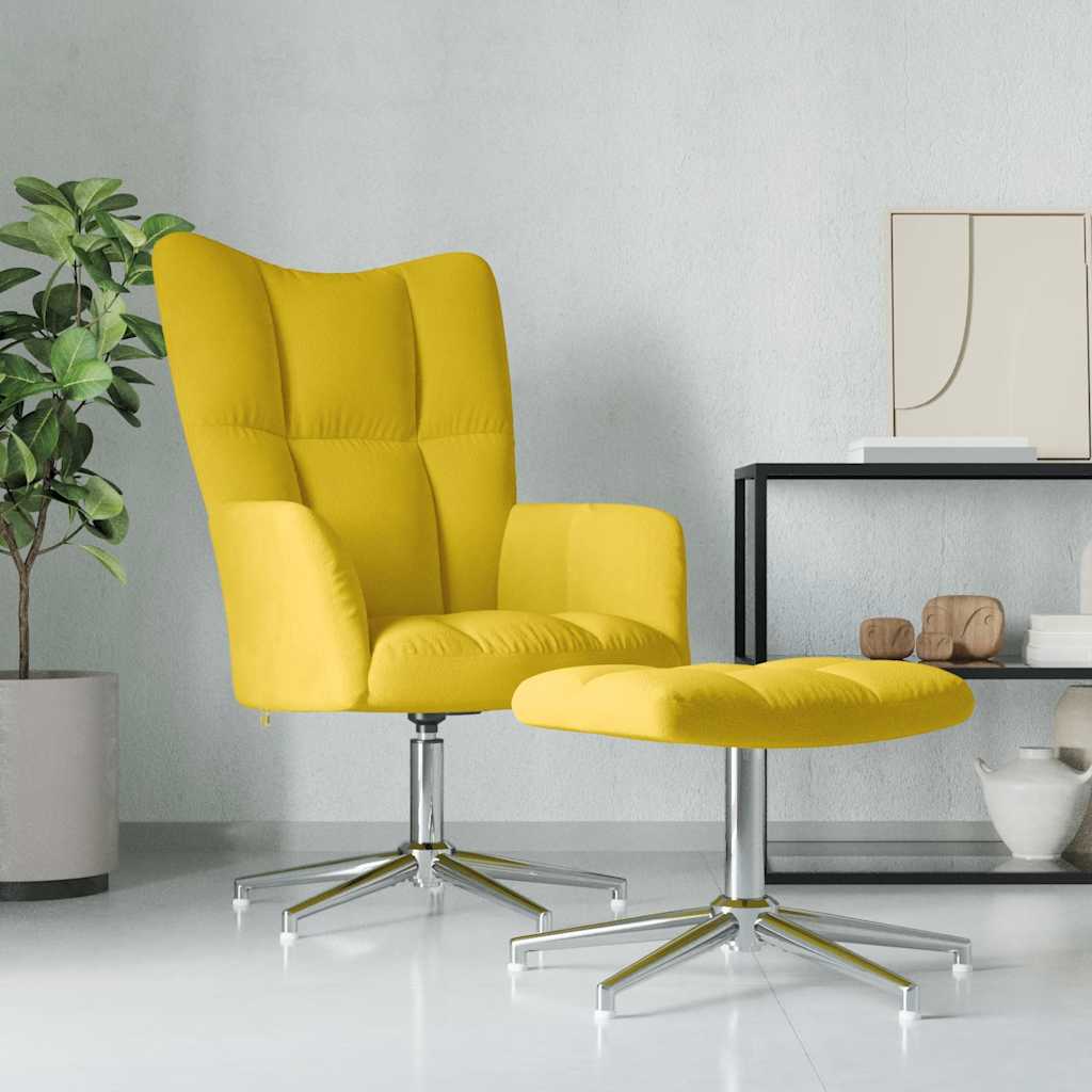 Vetonek Sillón de relax con taburete terciopelo amarillo mostaza