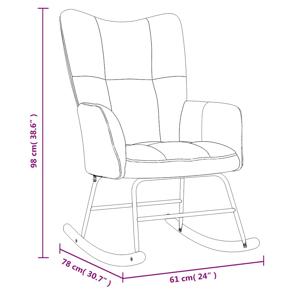 Silla mecedora de terciopelo gris oscuro vidaXL