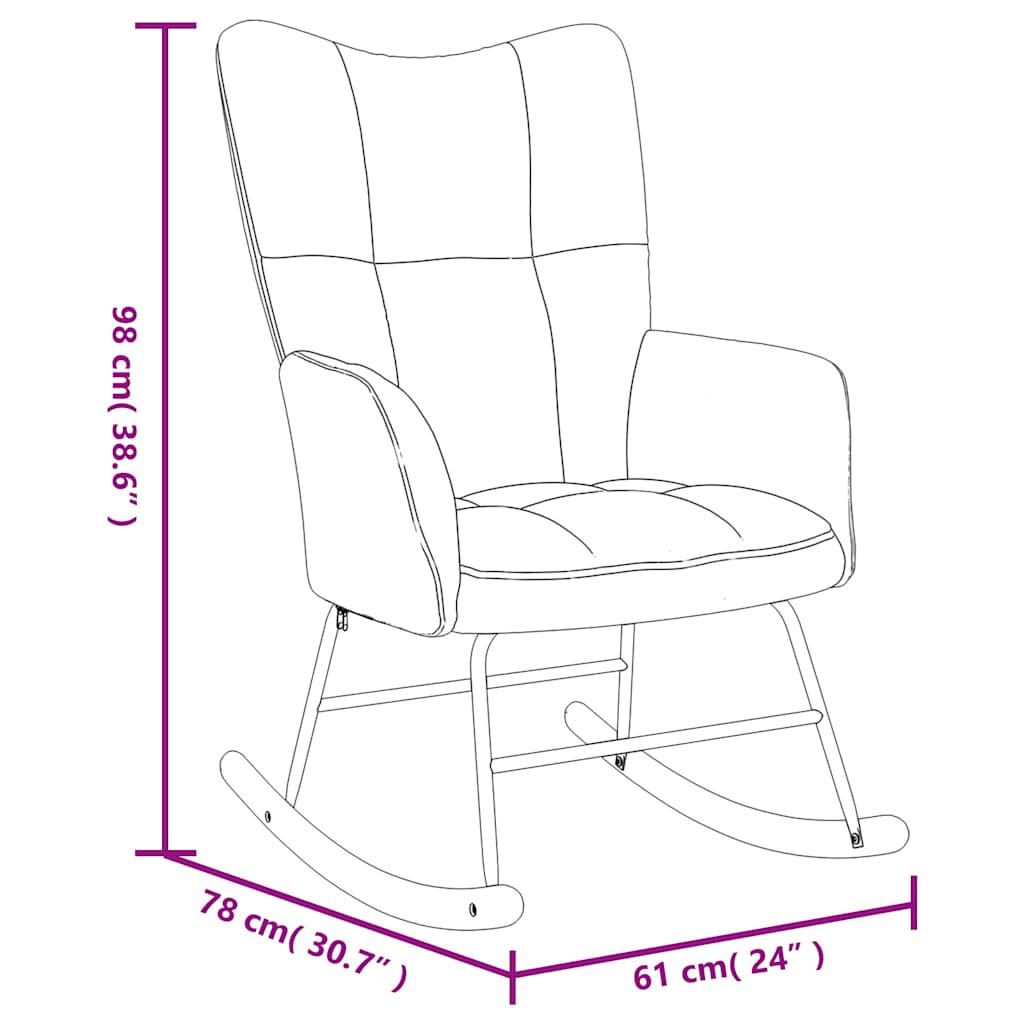 Silla mecedora con reposapiés terciopelo negro vidaXL