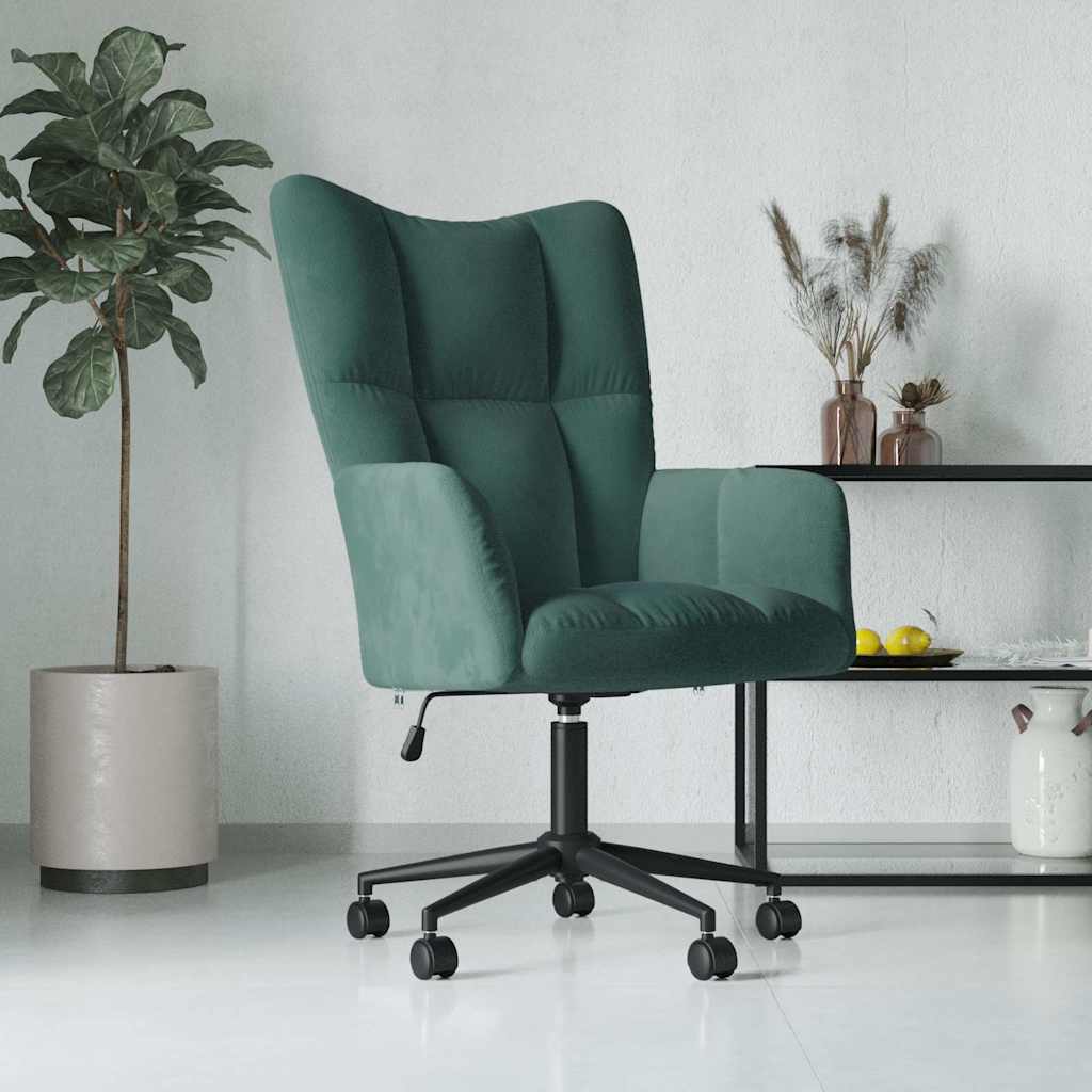 Vetonek Sillón de relax de terciopelo verde oscuro