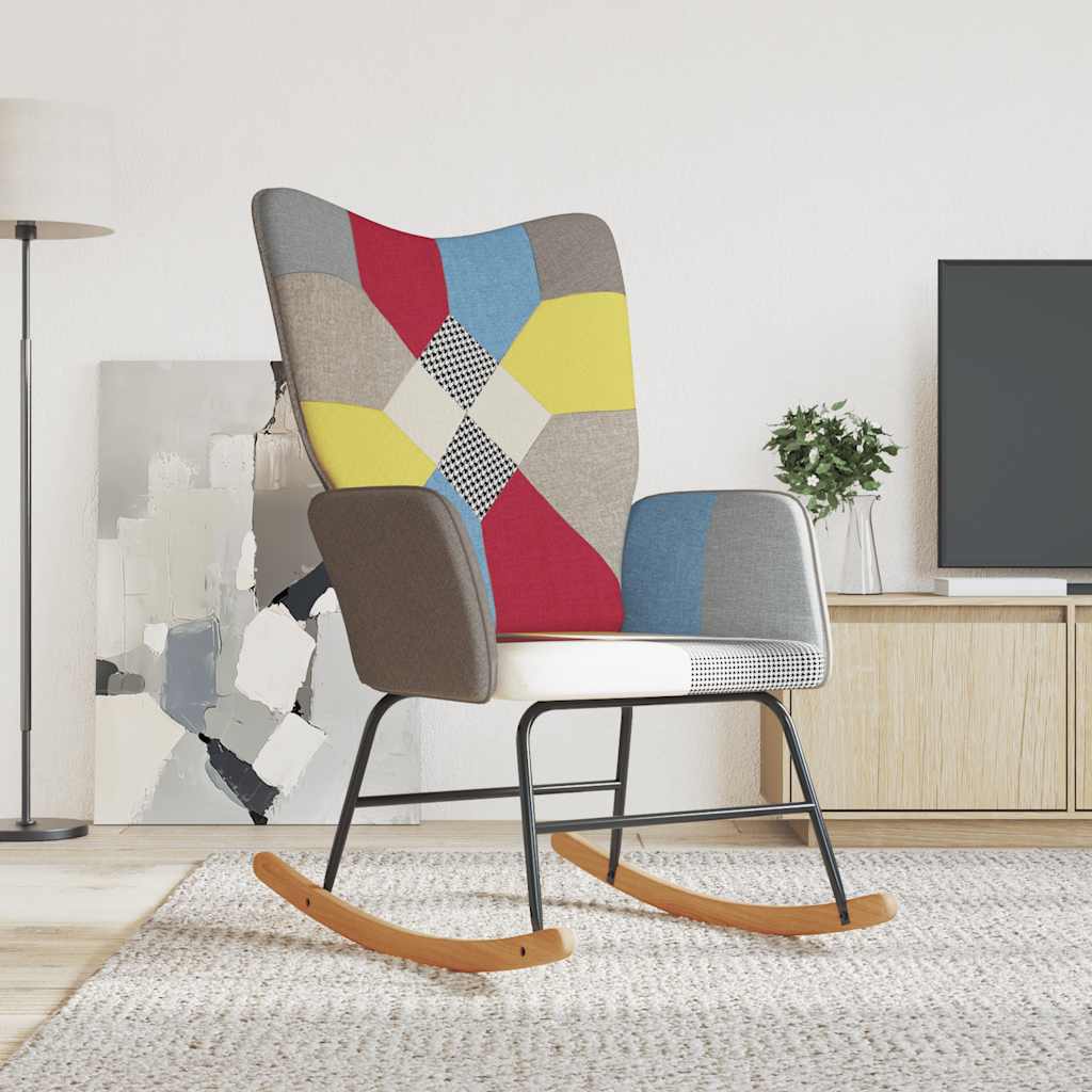 Vetonek Silla mecedora de tela Patchwork