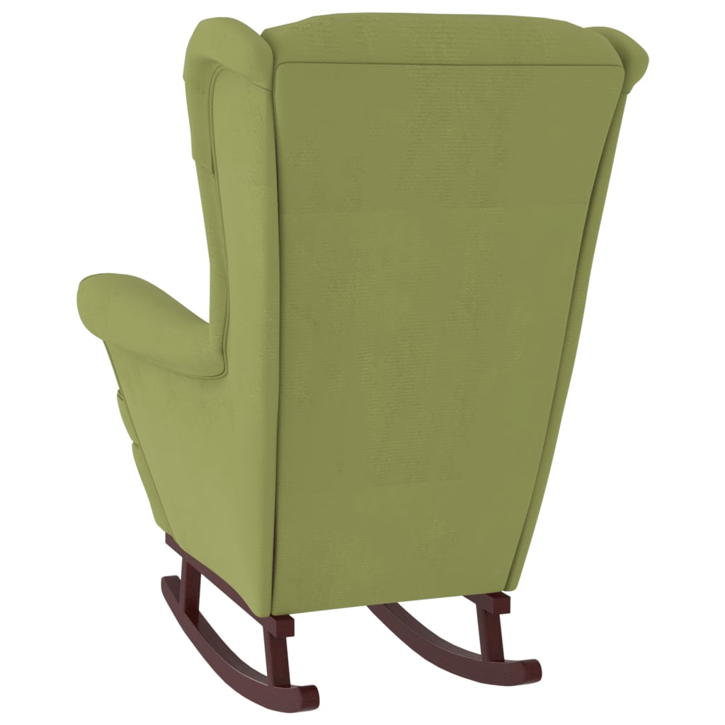 Silla mecedora patas de madera de caucho terciopelo verde claro vidaXL