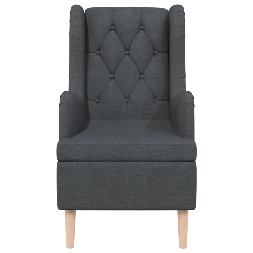 Sillón con patas de madera caucho maciza y tela gris oscuro vidaXL