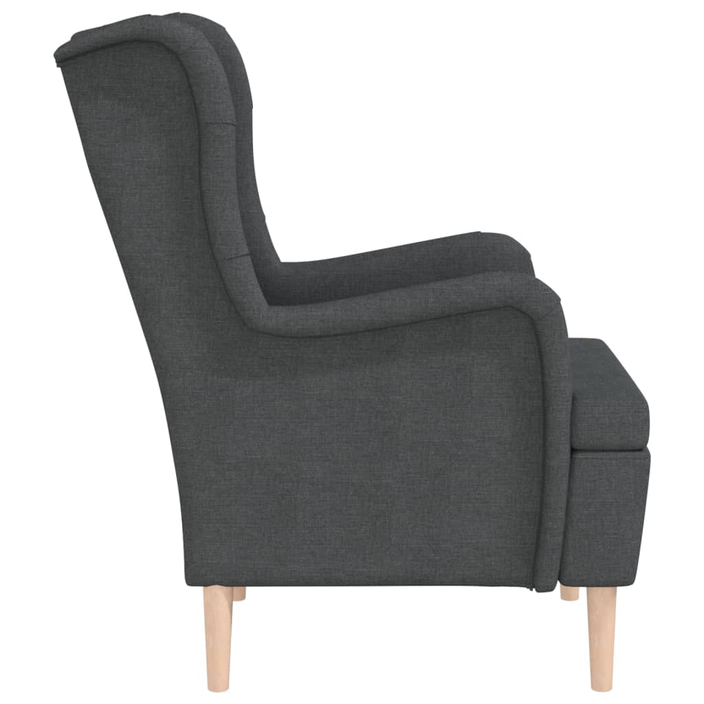 Sillón con patas de madera caucho maciza y tela gris oscuro vidaXL