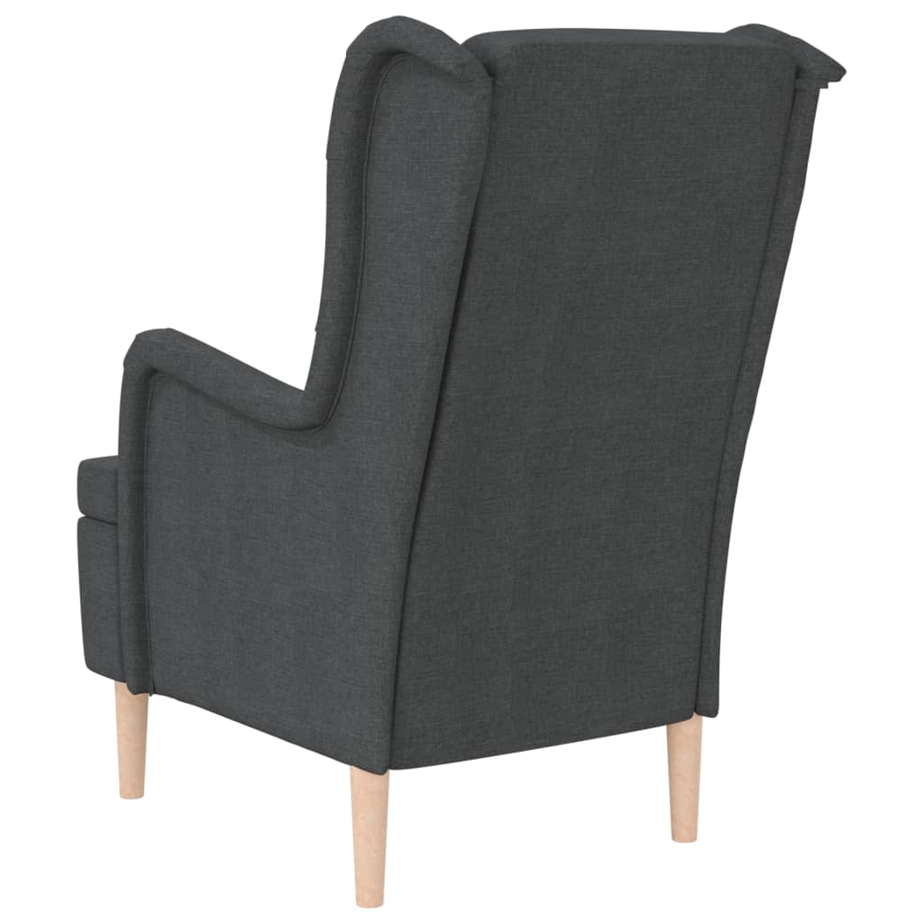 Sillón con patas de madera caucho maciza y tela gris oscuro vidaXL