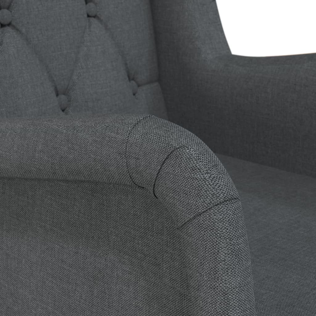 Sillón con patas de madera caucho maciza y tela gris oscuro vidaXL