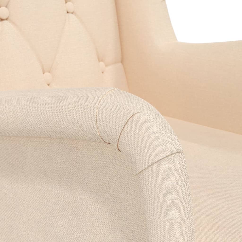 Sillón con patas de madera caucho maciza y tela crema vidaXL