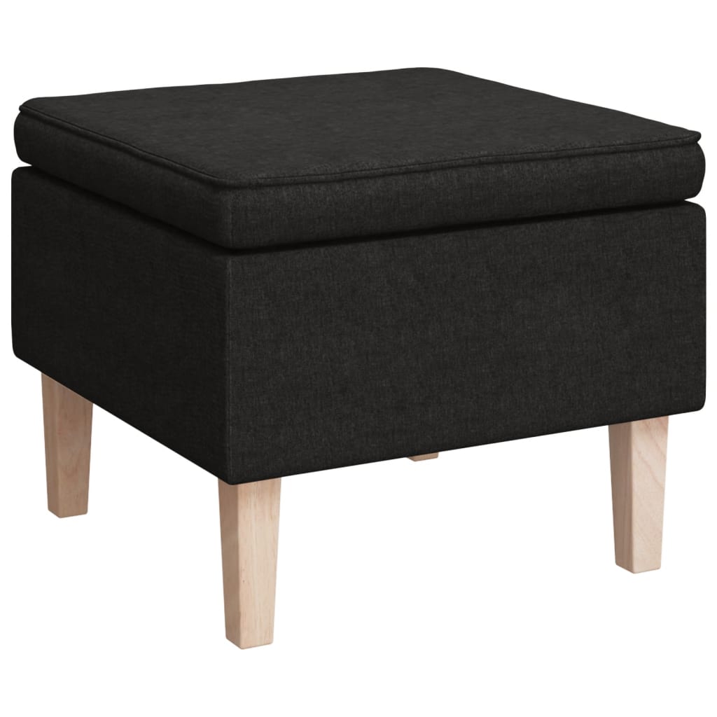 Taburete con patas de madera tapizado tejido negro