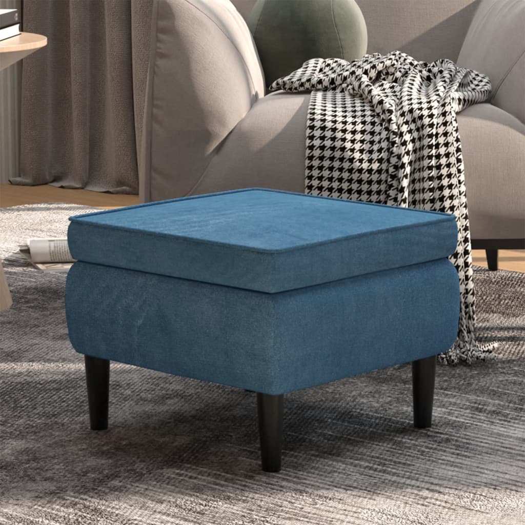 Vetonek Taburete con patas de madera terciopelo azul