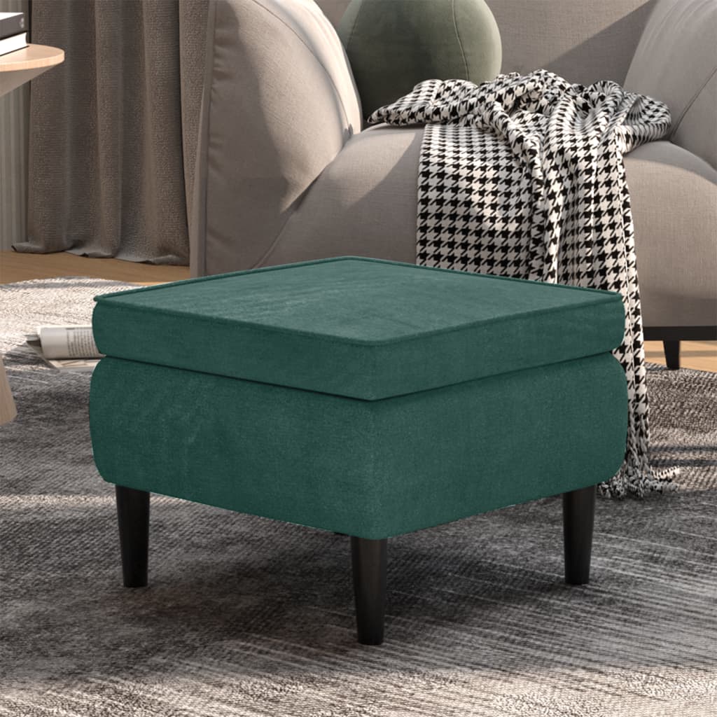 Vetonek Taburete con patas de madera terciopelo verde oscuro