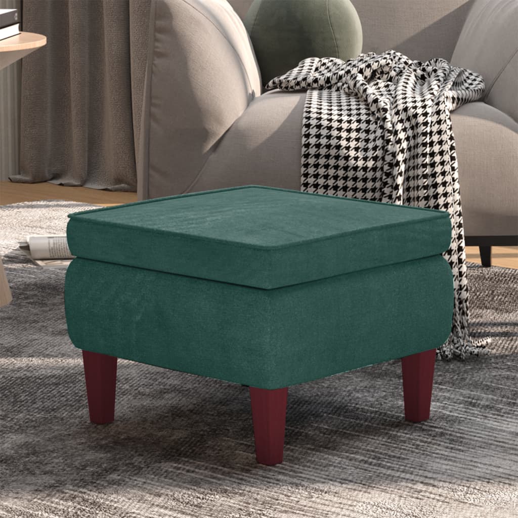 Vetonek Taburete con patas de madera terciopelo verde oscuro