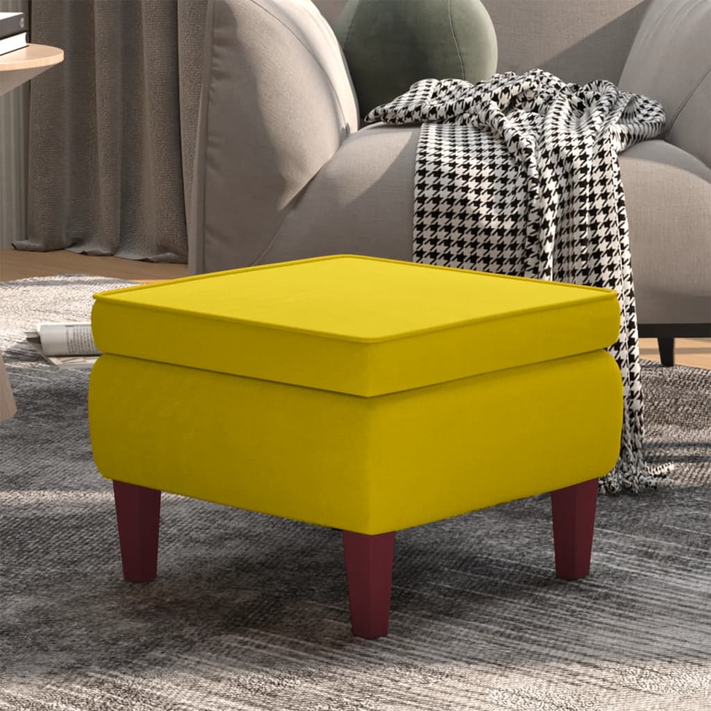 Vetonek Taburete con patas de madera terciopelo amarillo