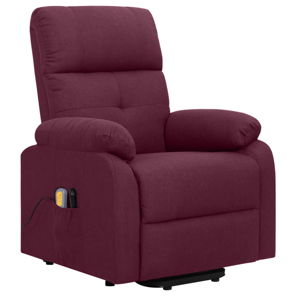 Sillón de masaje elevable tela morado vidaXL