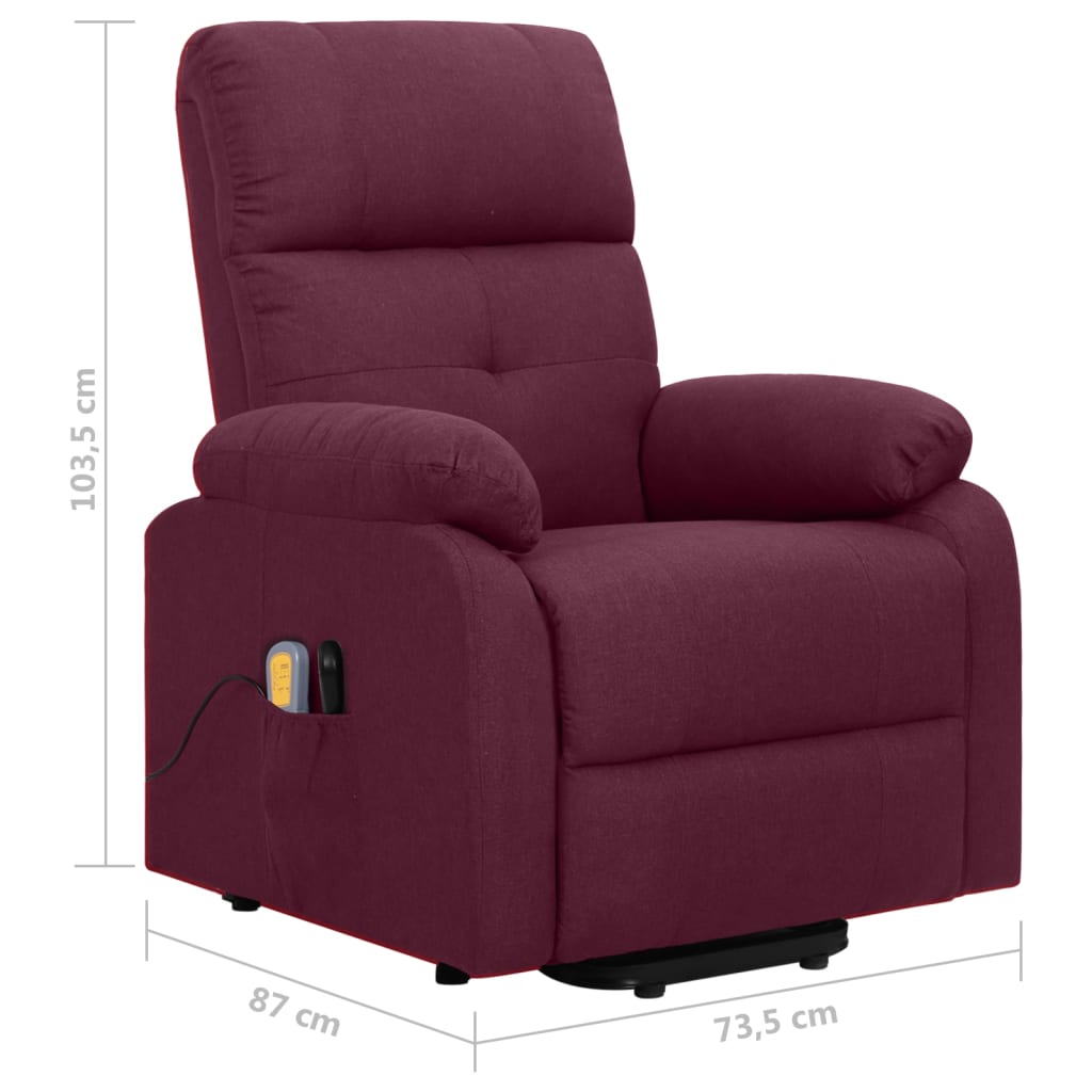 Sillón de masaje elevable tela morado vidaXL