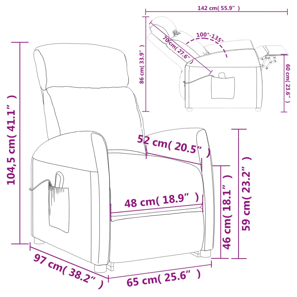 Sillón elevable tela marrón Vetonek