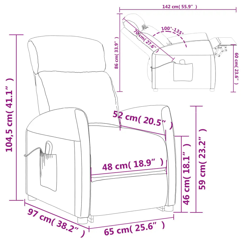 Sillón elevable tela crema Vetonek