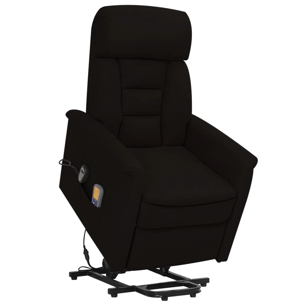 Vetonek Sillón de masaje elevable de tela microfibra negro