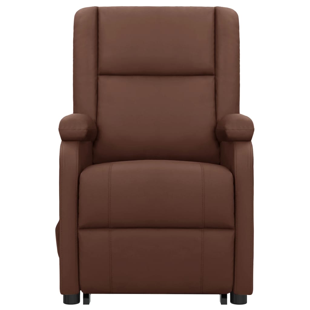 Sillón de masaje elevable cuero sintético marrón vidaXL